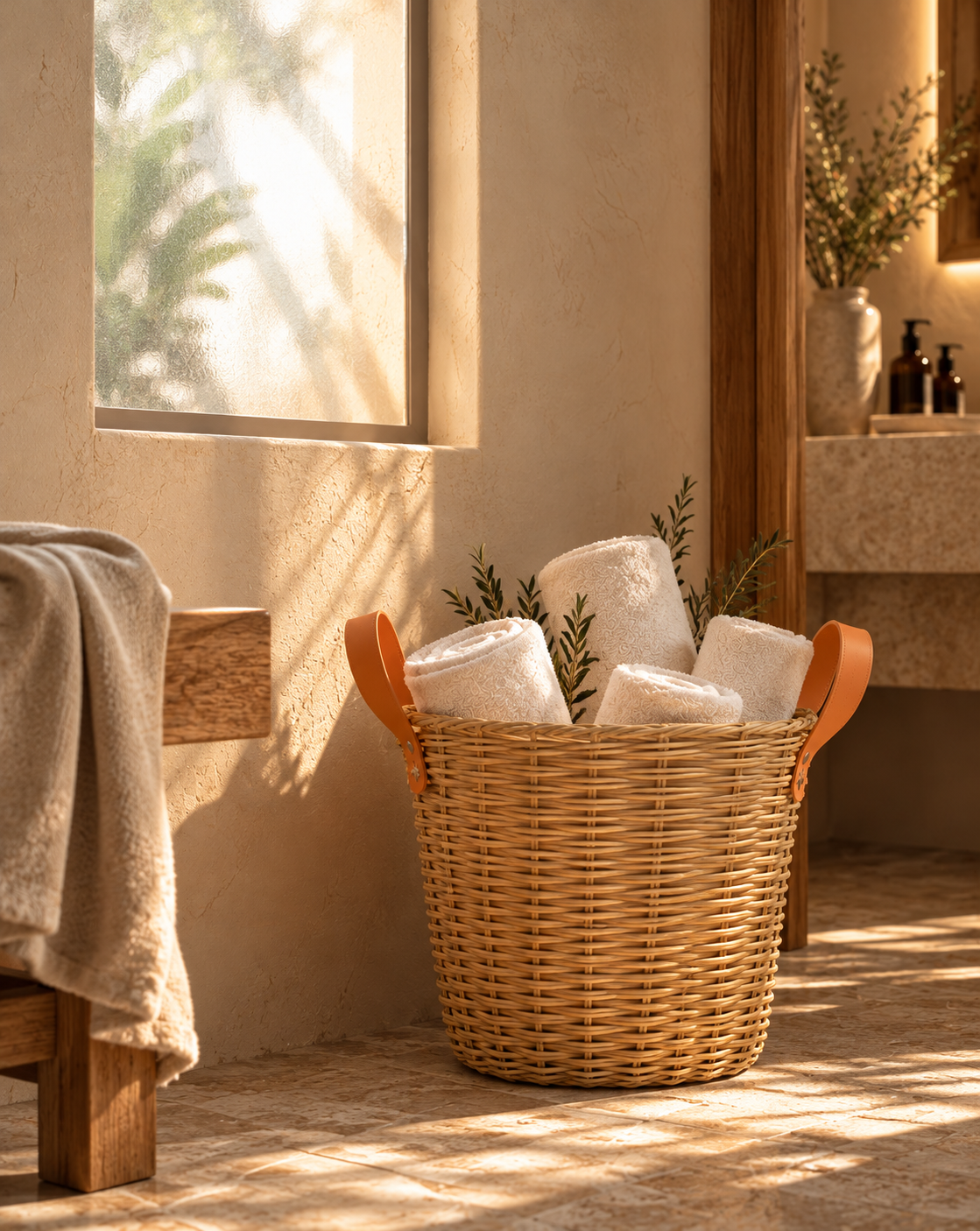 Leather accessories in a wellness spa