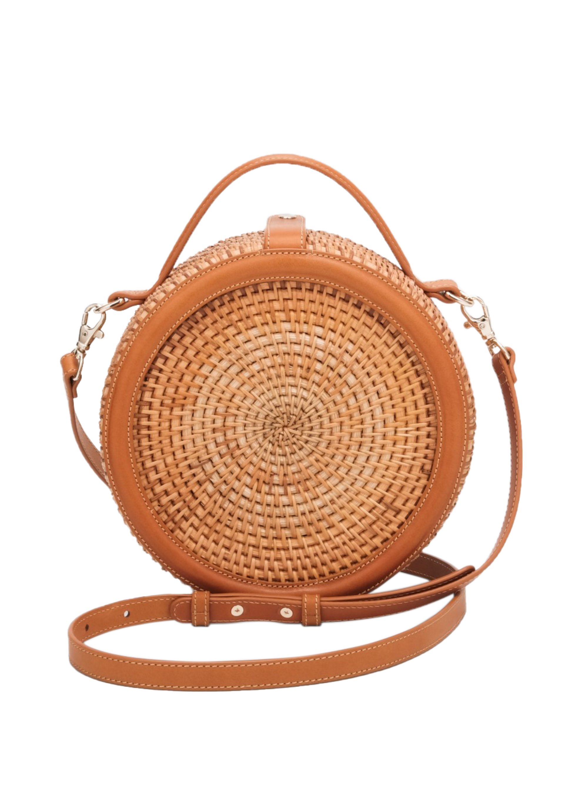 CIRCLE RATTAN LEATHER BAG
