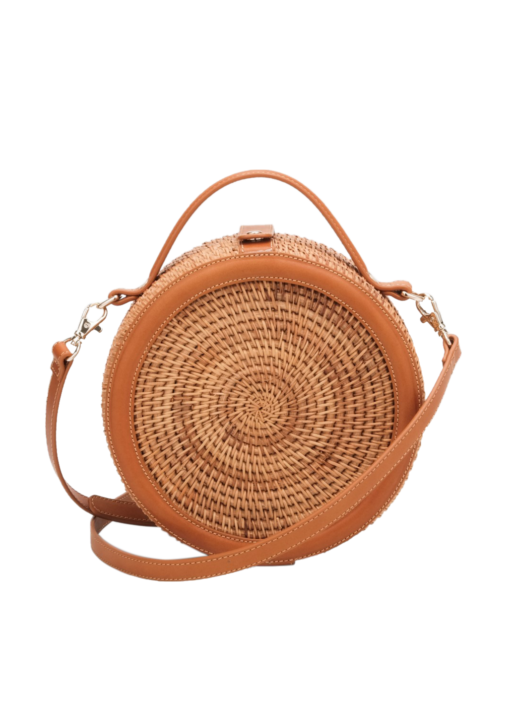 CIRCLE RATTAN LEATHER BAG