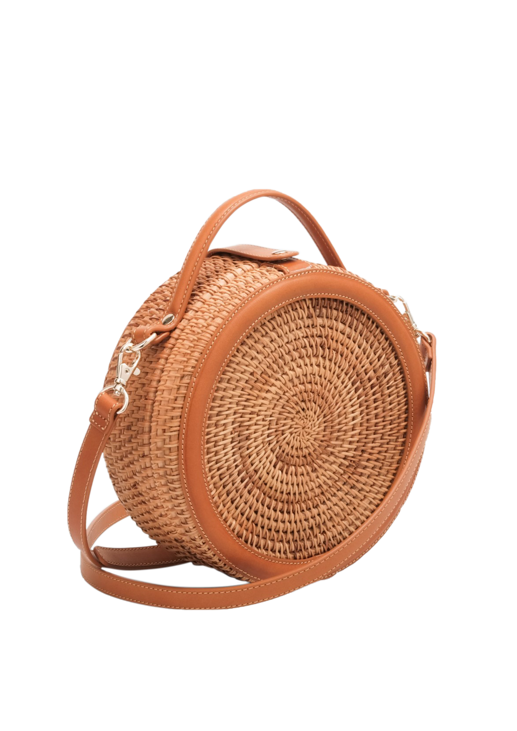 CIRCLE RATTAN LEATHER BAG