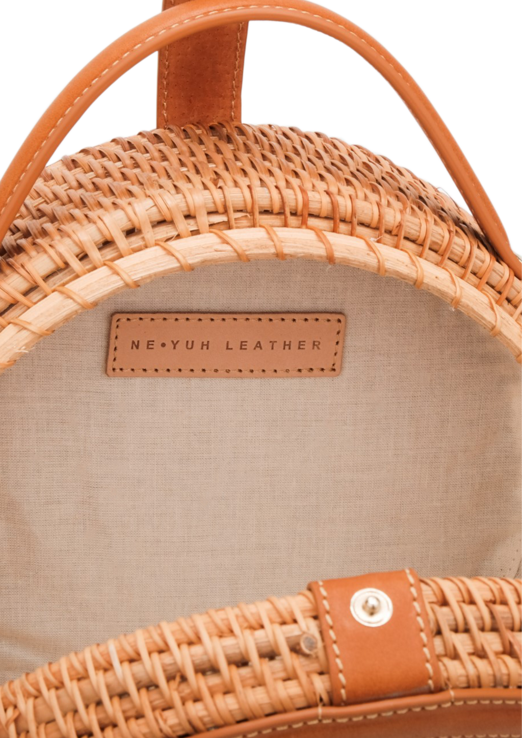CIRCLE RATTAN LEATHER BAG