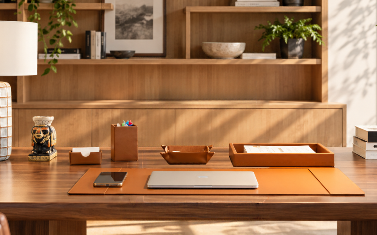 Leather office desk set by Neyuh Home &amp; Travel