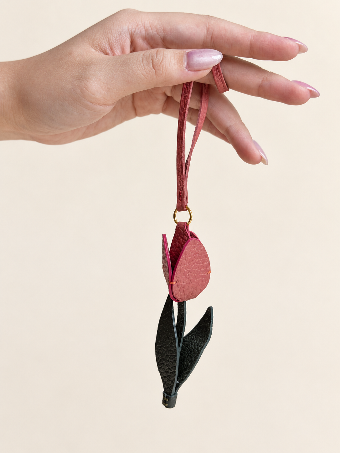 Tulipano leather bag charm