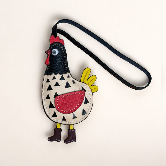 Bianca handmade leather chicken charm