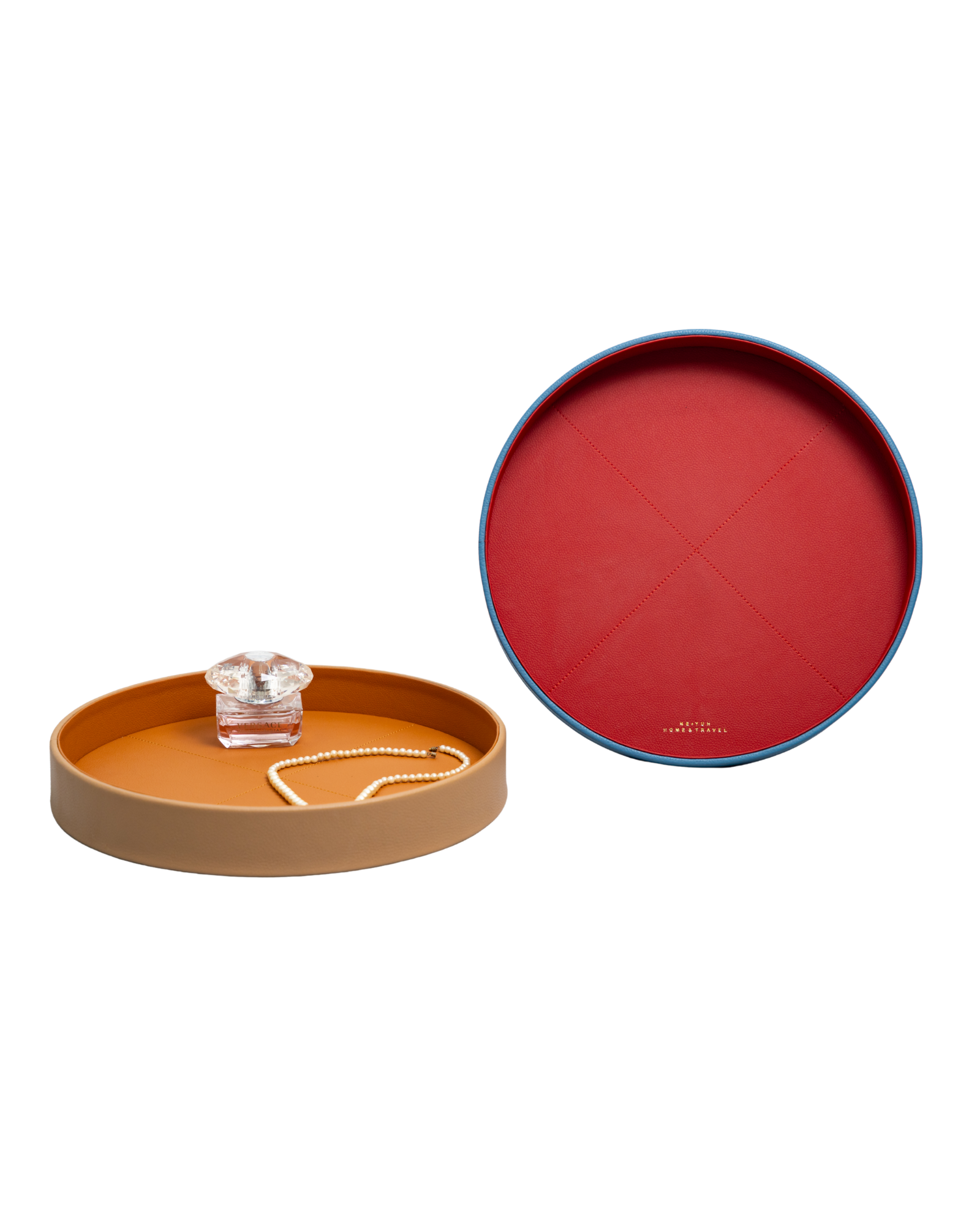 HANDCRAFTED ROUND LEATHER TRAY