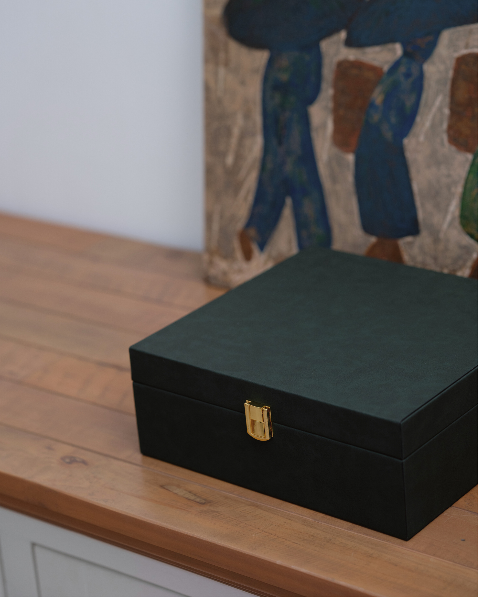 HANDCRAFTED LEATHER TEA & COFFEE BOX WITH SMOOTH LID